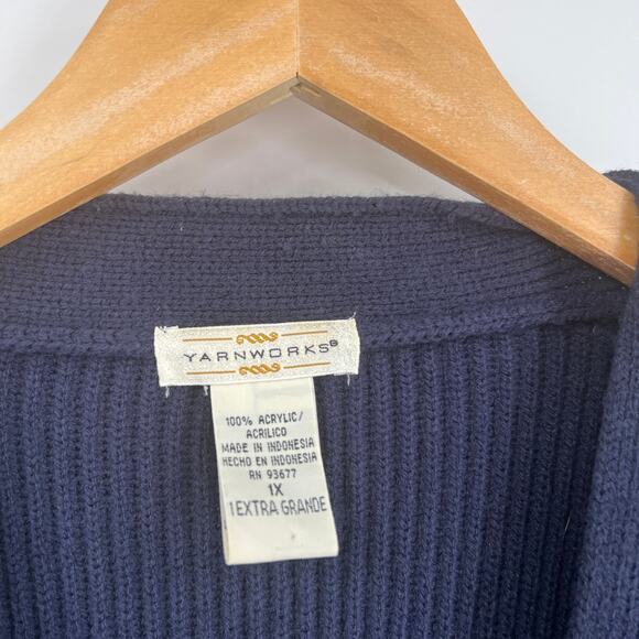 Vintage Yarnworks Navy Blue Longline Cardigan Sweater Size 1X - Picture 4 of 5